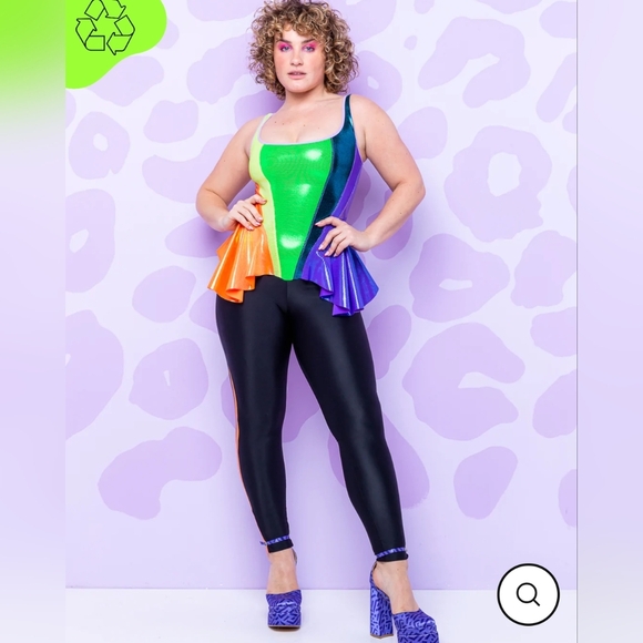 Burntsoul Rainbow Kaleidoscope Peplum Catsuit - Picture 7 of 9